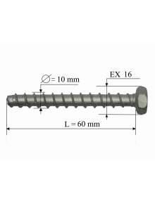 Raumer Multi Monti Screw DP (HCR) hexagon 16mm - 10mm