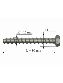 Raumer Multi Monti Screw DP (HCR) hexagon 18mm 12X90mm