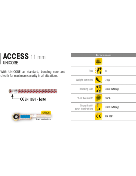 Σχοινί στατικό Beal Access 11mm Uni Core 50m Red