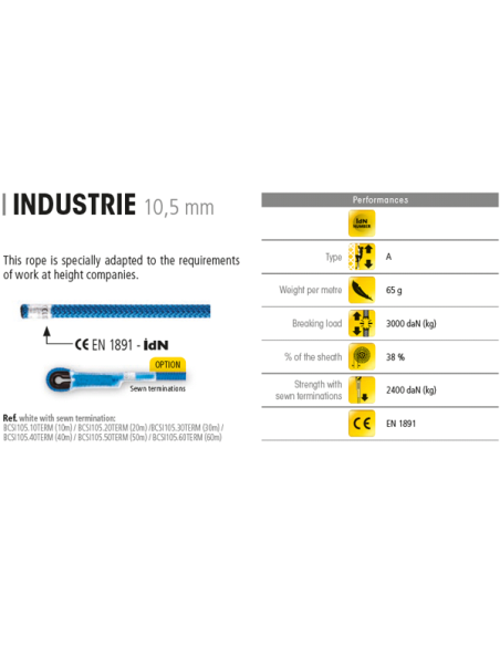 Σχοινί στατικό Beal Industrie 10,5mm - 500 m Άσπρο