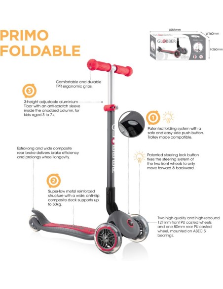 Globber Scooter Primo Foldable Deep Pink
