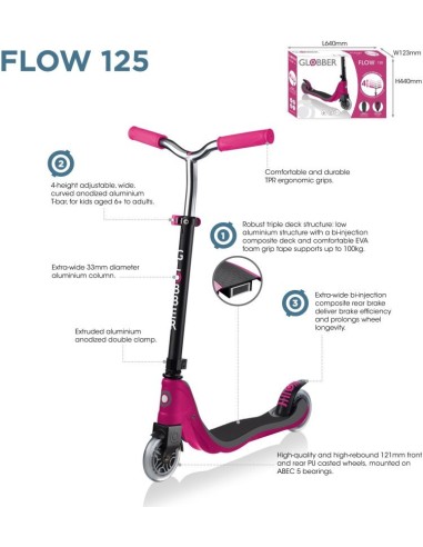 Globber Πατίνι Flow 125 Ruby-Grey