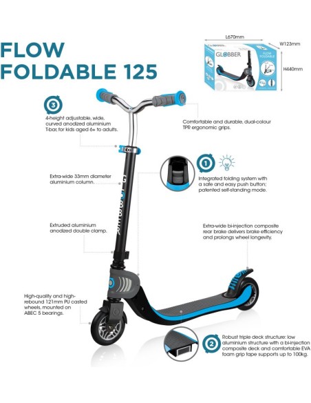 Globber Πατίνι Foldable Flow 125 Black - Red (473-102)
