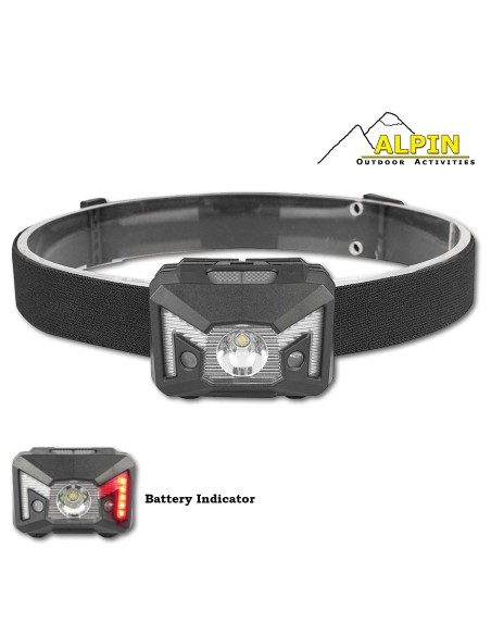 Φακός καφαλής Alpin 220Lm Sensor+ SMD Red + Ενταση Μπαταρίας