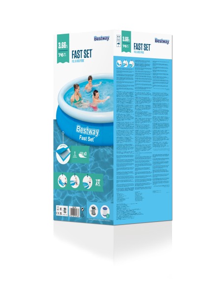 Στρογγυλή πισίνα Bestway Fast Set Inflatable Pool Set Round 3.66 m x 76 cm