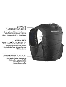 Σακίδιο Salomon Active Skin 8 With Flask Black 2