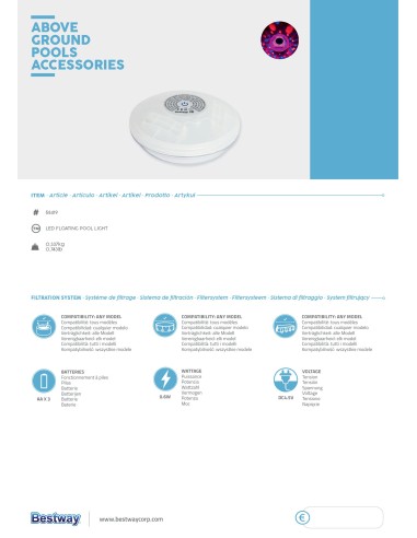 Φως Flowclear LED Floating Pool Light