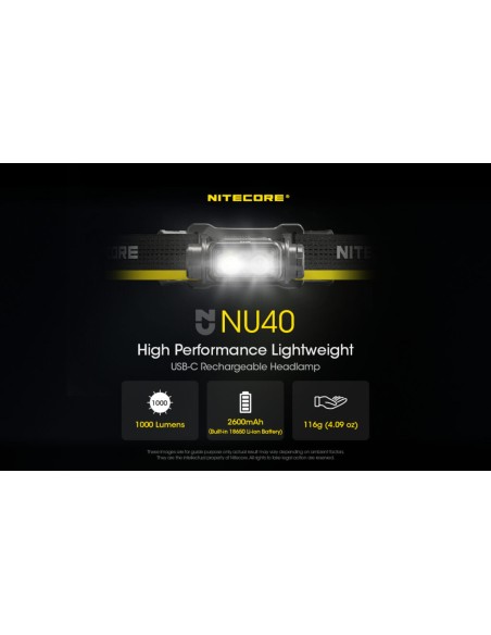 Φακός Κεφαλής LED Nitecore NU40 -1000 Lumen Black