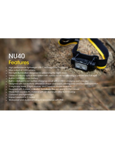 Φακός Κεφαλής LED Nitecore NU40 -1000 Lumen Black