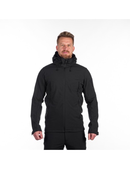 Men's travel softshell hood off jacket 3L Tom Black