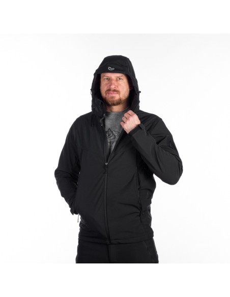Men's travel softshell hood off jacket 3L Tom Black