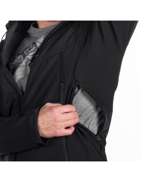 Men's travel softshell hood off jacket 3L Tom Black