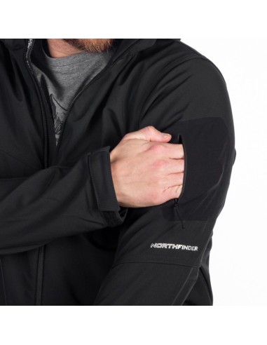Men's travel softshell hood off jacket 3L Tom Black