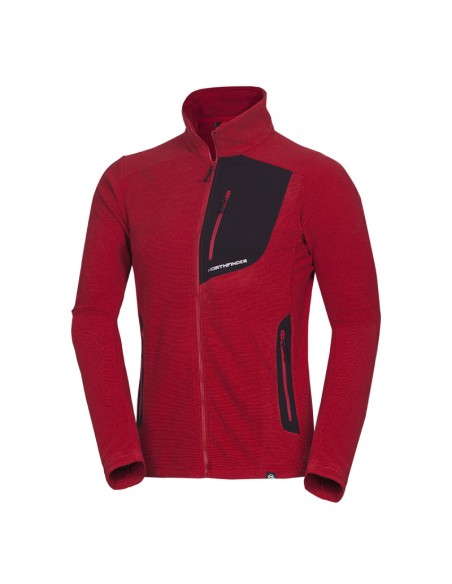 Men's trekking fleece sweater melange style Bob Dark Red