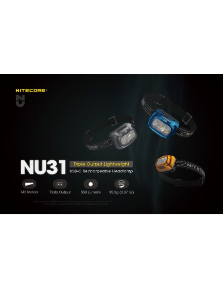 Φακός Κεφαλής LED Nitecore NU31 - 550 Lumen Grey