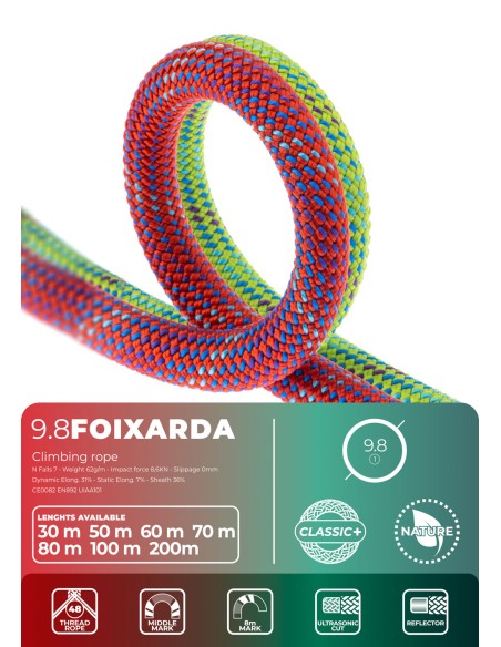 Σχοινί Αναρρίχησης Fixe Climbing Foixarda 9,8 mm - 80m - Red