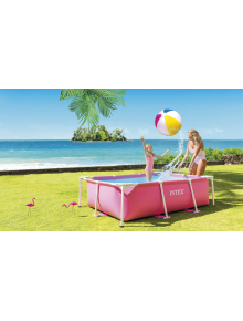 Πισινα Intex Pink Rectangular Frame Pool 220x150χ60cm 2