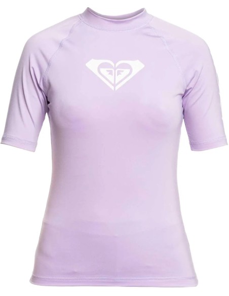 Lycra Roxy Whole Hearted - Short Sleeve Rash Vest Heather Rose