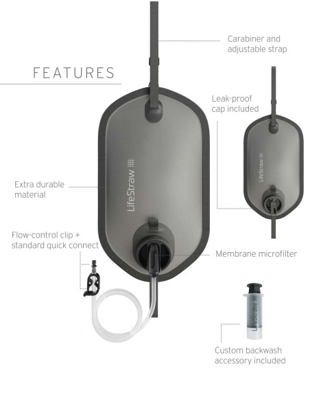 Φίλτρο νερού Lifestraw Peak Series Gravity Filter System - 8L - Dark Mountain Gray