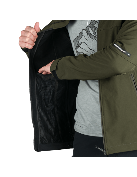 Men's travel softshell softshell jacket 3L Antoni Dark Green