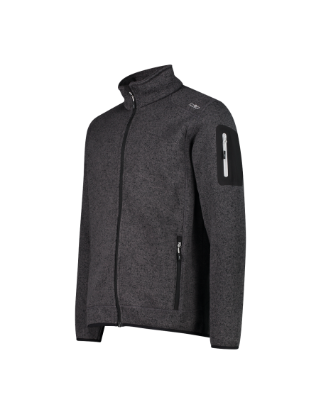 Ανδρικό knit-tech fleece Jacket CMP Nero - Glacier