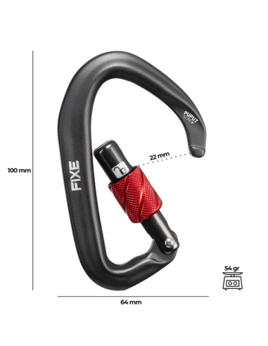 Καραμπίνερ Ασφαλείας Fixe Climbing Puput Screw Grey