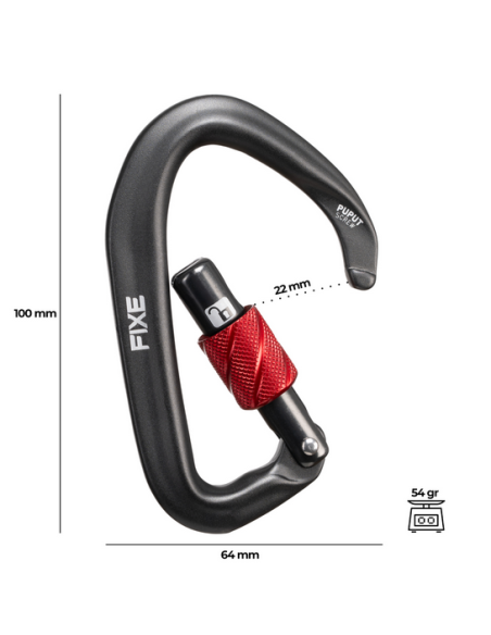 Καραμπίνερ Ασφαλείας Fixe Climbing Puput Screw Grey